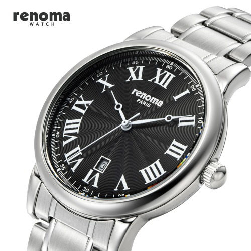 레노마 RE-5510MBW 캘린더 메탈 남성 손목시계 블랙